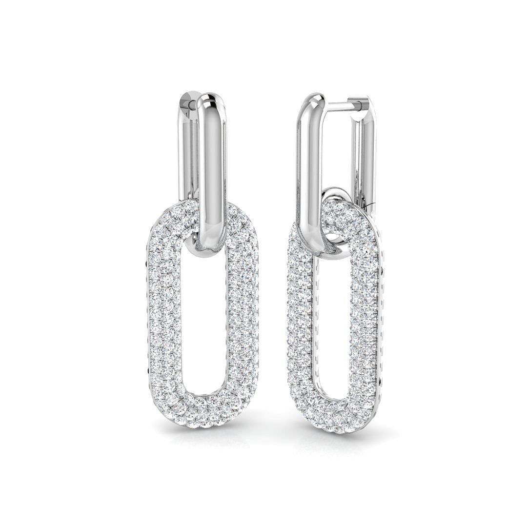 Spunky Gold Drop & Trilogy Diamond Earrings - 1.5ct to 2.5ct Luxury in 10K/14K gold and platinum with certified lab-grown or natural diamonds