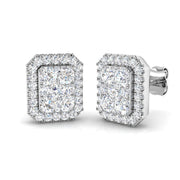 Lab & Natural Diamond Halo Cluster Stud Earrings in 10K/14K gold and platinum with certified lab-grown or natural diamonds