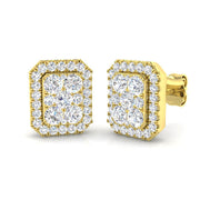 Lab & Natural Diamond Halo Cluster Stud Earrings in 10K/14K gold and platinum with certified lab-grown or natural diamonds