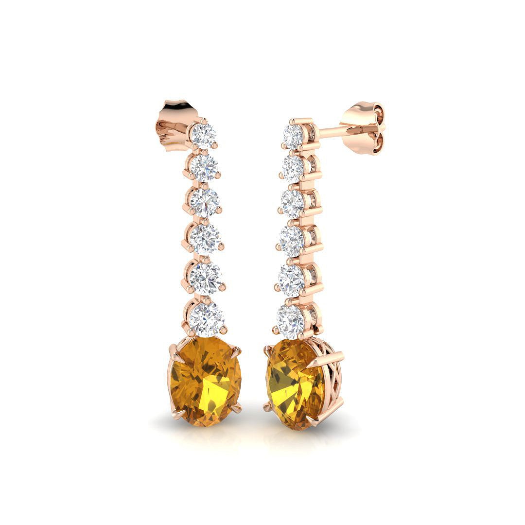 Tarty 5ct Multi Sapphire Diamond Earrings in Elegant Gold Setting in 10K/14K gold and platinum with certified lab-grown or natural diamonds