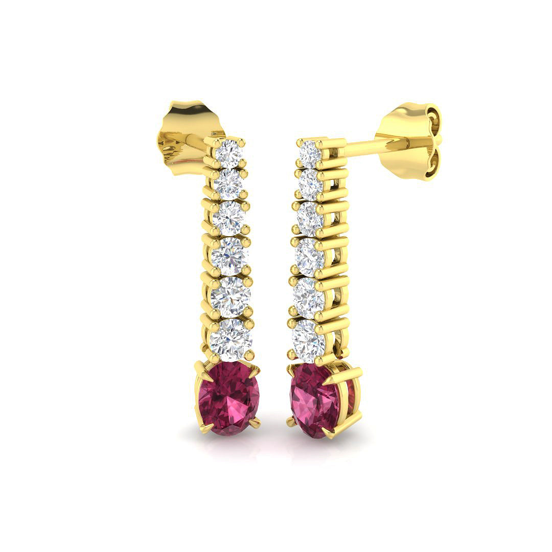 Tammy Pink Tourmaline Gold Earrings - Luxury 1.25-2ct Diamond Jewelry in 10K/14K gold and platinum with certified lab-grown or natural diamonds