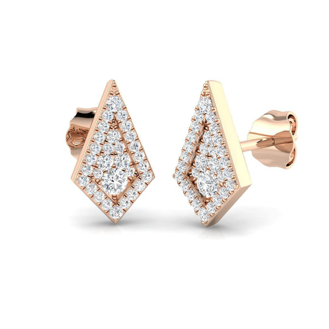 Stunning 0.20Ct Diamond Kite Shape Stud Earrings in in 10K/14K gold and platinum with certified lab-grown or natural diamonds
