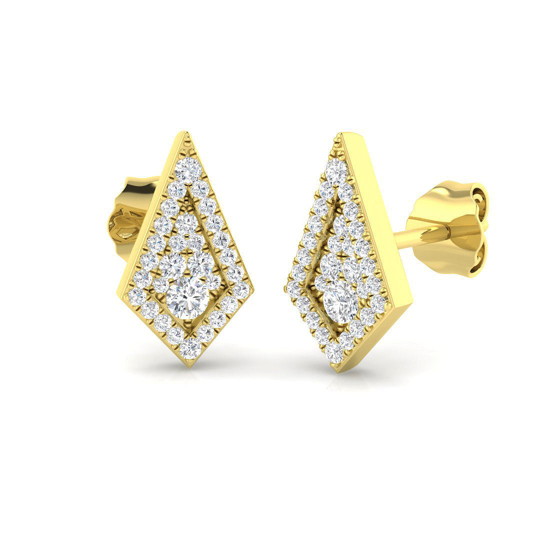 Stunning 0.20Ct Diamond Kite Shape Stud Earrings in in 10K/14K gold and platinum with certified lab-grown or natural diamonds