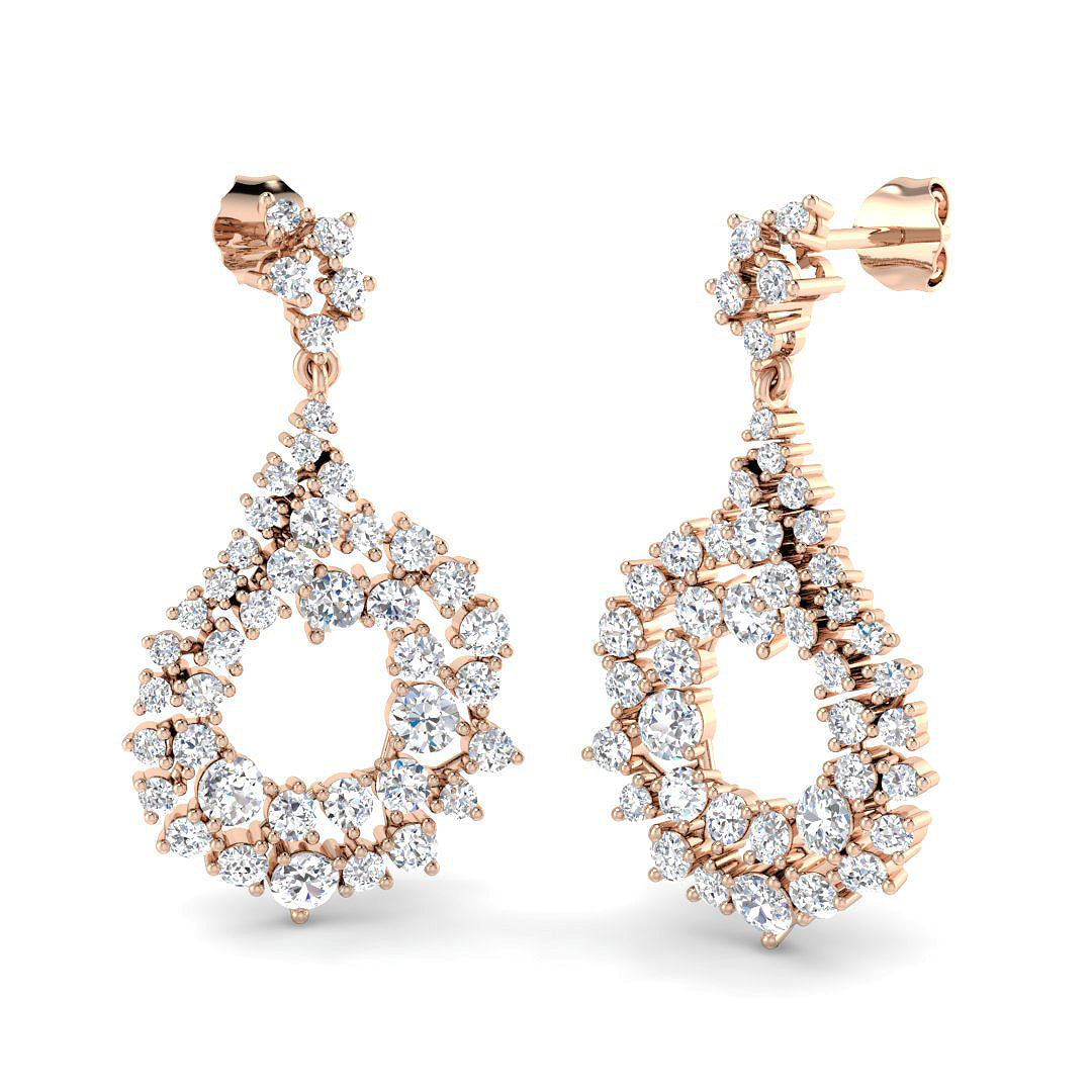 Luvly 3ct Gold Drop & Trilogy Diamond Earrings - Luxury Jewelry in 10K/14K gold and platinum with certified lab-grown or natural diamonds