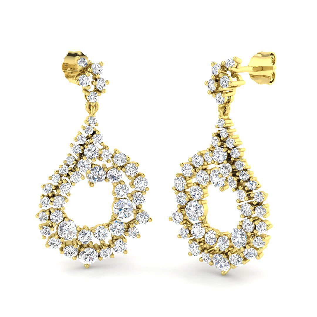 Luvly 3ct Gold Drop & Trilogy Diamond Earrings - Luxury Jewelry in 10K/14K gold and platinum with certified lab-grown or natural diamonds