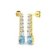 Aquamarine Diamond Drop Earrings with Push Back in 10K/14K gold and platinum with certified lab-grown or natural diamonds