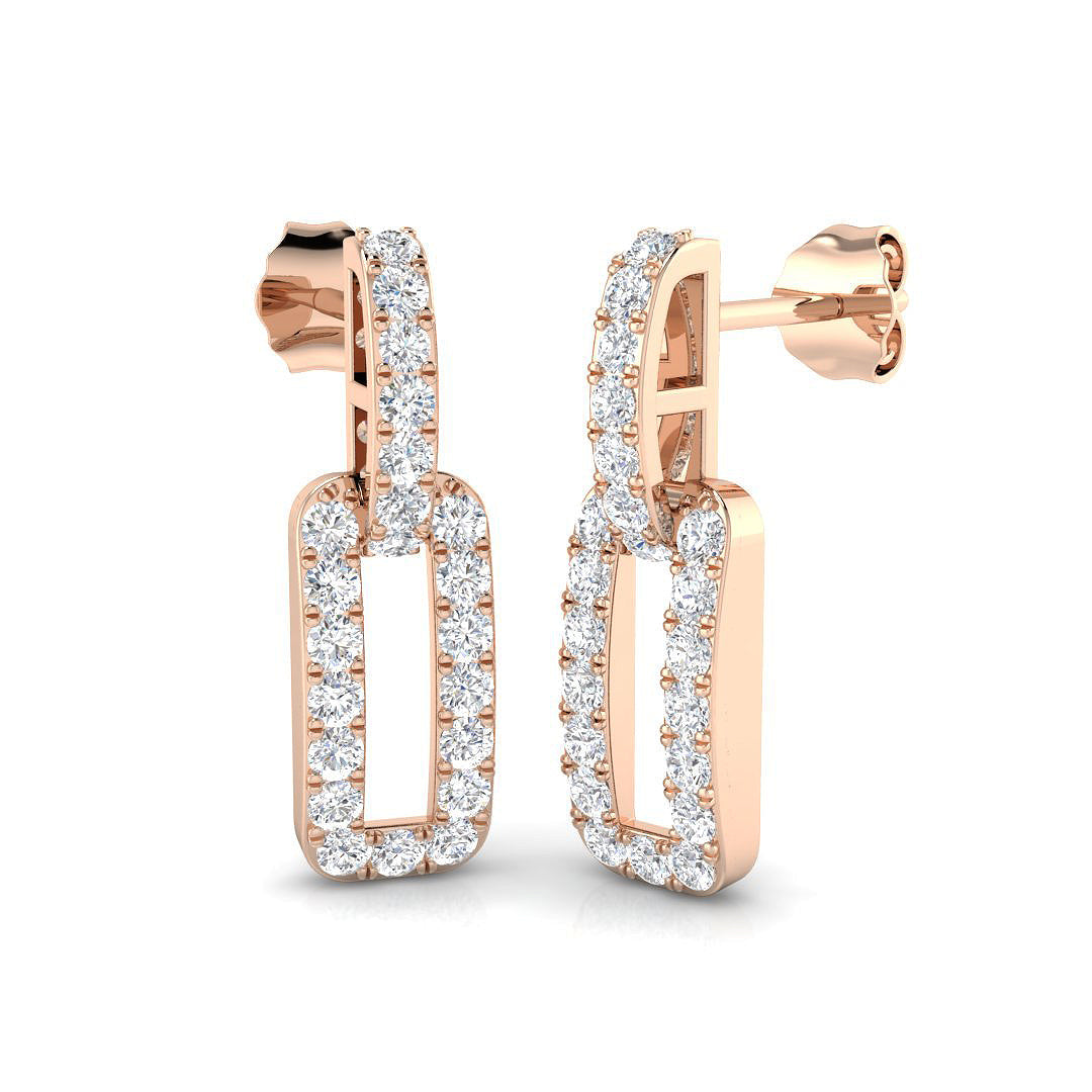 Sticky Gold Drop & Trilogy Diamond Earrings in 10K/14K gold and platinum with certified lab-grown or natural diamonds