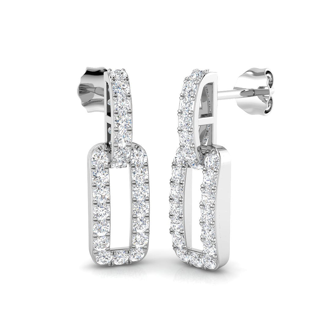 Sticky Gold Drop & Trilogy Diamond Earrings in 10K/14K gold and platinum with certified lab-grown or natural diamonds