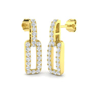 Sticky Gold Drop & Trilogy Diamond Earrings in 10K/14K gold and platinum with certified lab-grown or natural diamonds