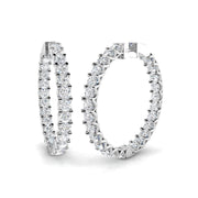 9.5 Ct Round Diamond Hoop Earrings in 10K/14K gold and platinum with certified lab-grown or natural diamonds