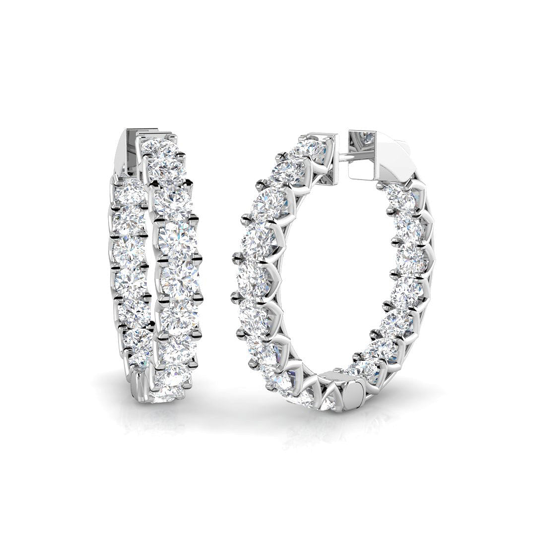 Hoop Diamond Earrings 6.5 Ct in 10K/14K gold and platinum with certified lab-grown or natural diamonds