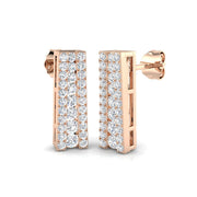 Elegant 1.0Ct Diamond Vertical Bar Stud Earrings in in 10K/14K gold and platinum with certified lab-grown or natural diamonds