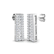 Elegant 1.0Ct Diamond Vertical Bar Stud Earrings in in 10K/14K gold and platinum with certified lab-grown or natural diamonds