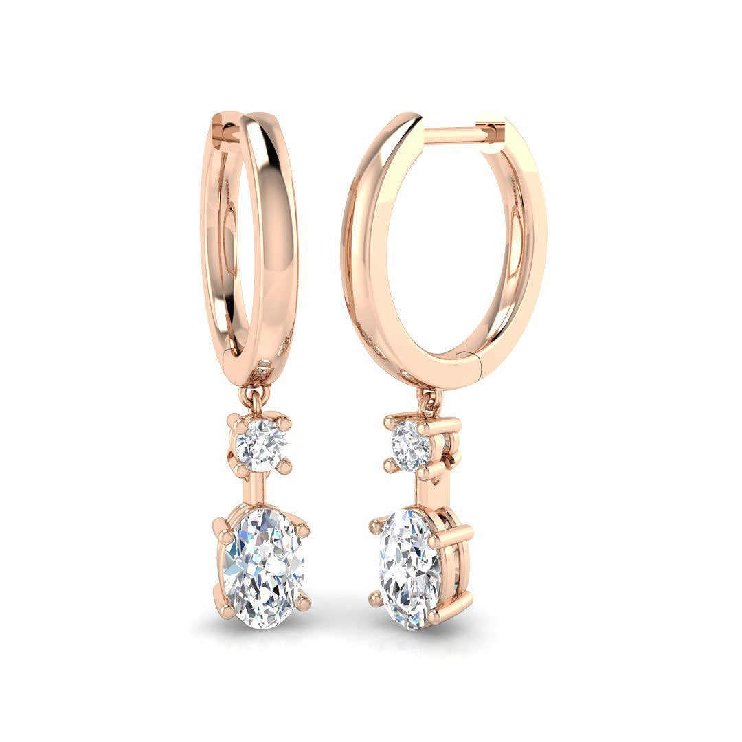 Lussy Luxury Gold Drop Trilogy Diamond Earrings - 0.5ct to 1ct Elegance in 10K/14K gold and platinum with certified lab-grown or natural diamonds