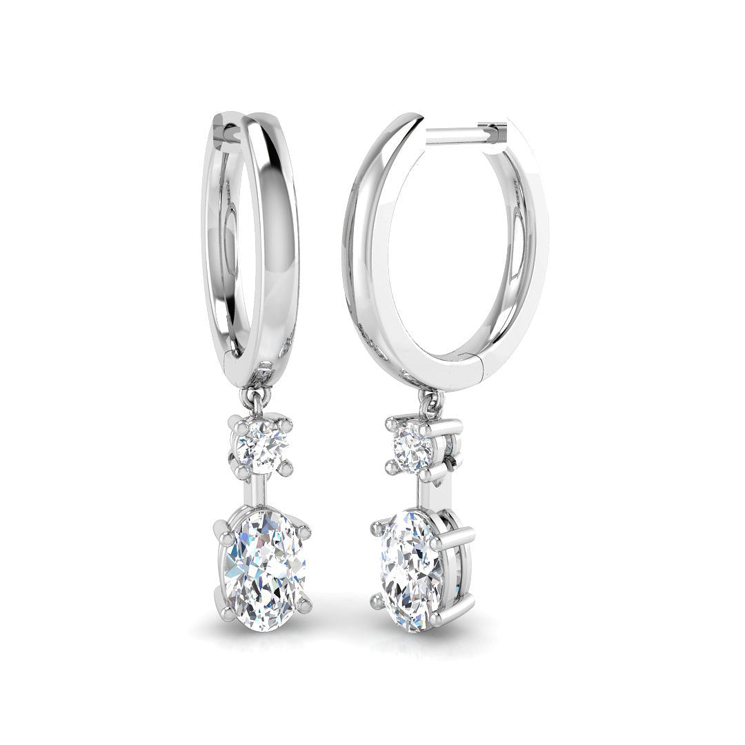 Lussy Luxury Gold Drop Trilogy Diamond Earrings - 0.5ct to 1ct Elegance in 10K/14K gold and platinum with certified lab-grown or natural diamonds