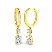Lussy Luxury Gold Drop Trilogy Diamond Earrings - 0.5ct to 1ct Elegance in 10K/14K gold and platinum with certified lab-grown or natural diamonds