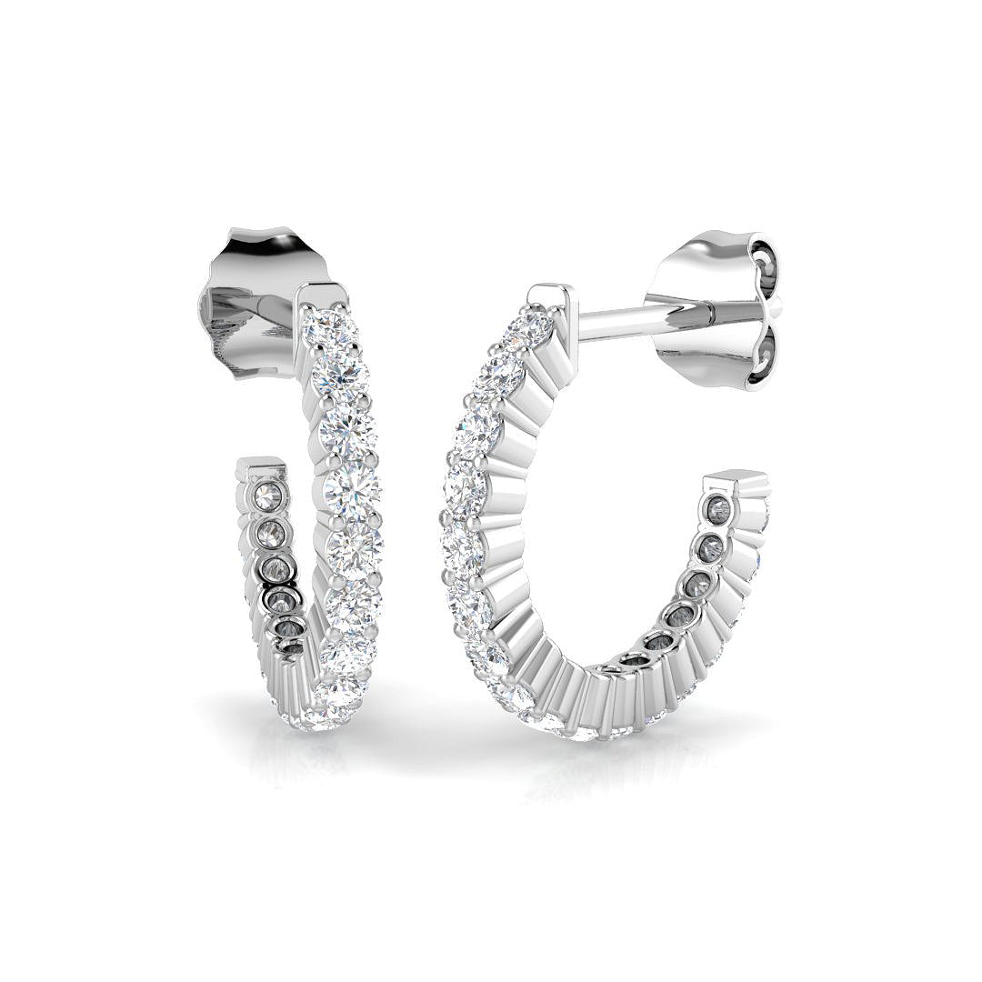 Round Diamond Hoop Earrings 1 Ct in 10K/14K gold and platinum with certified lab-grown or natural diamonds