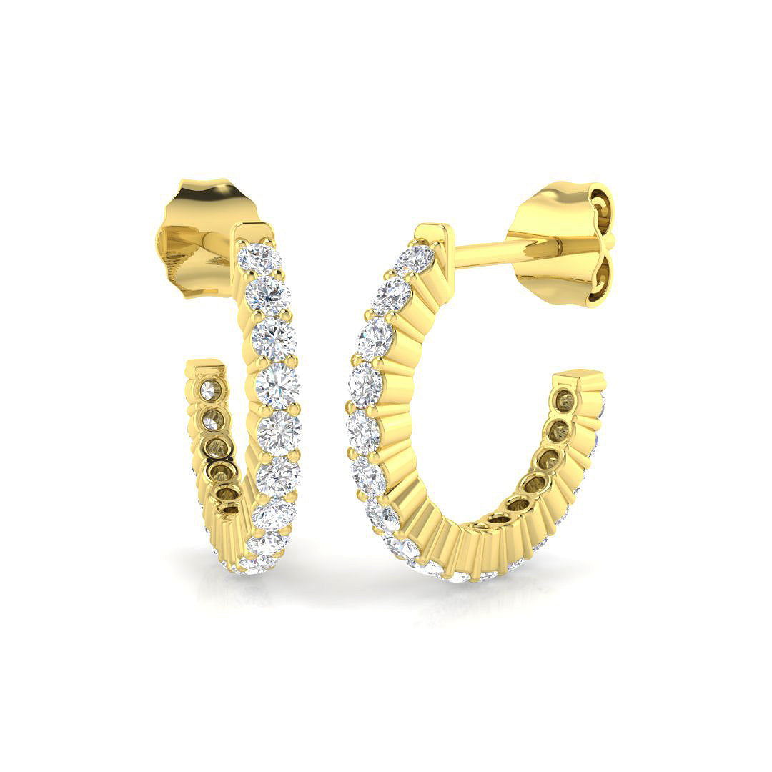 Round Diamond Hoop Earrings 1 Ct in 10K/14K gold and platinum with certified lab-grown or natural diamonds