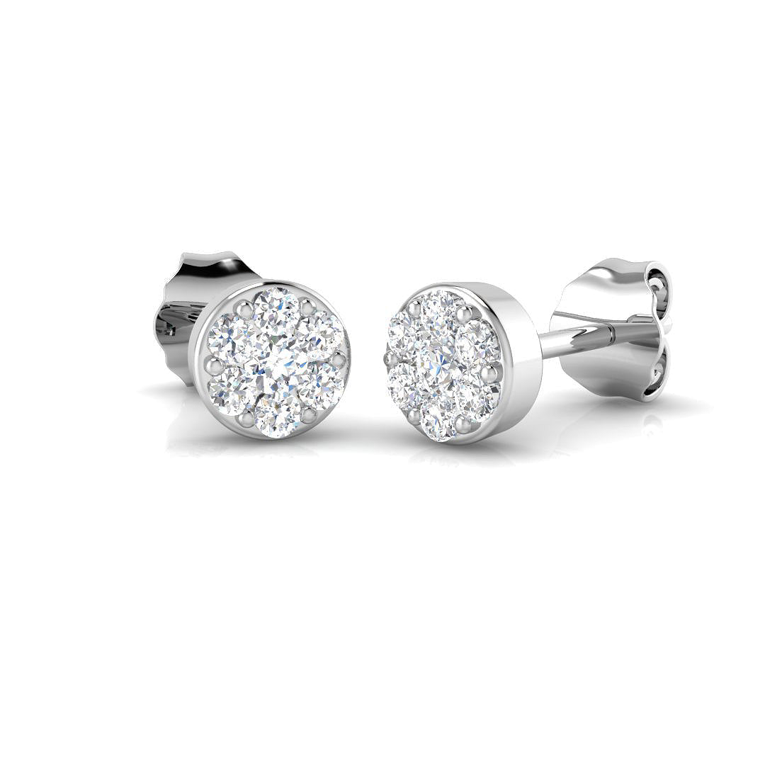 0.25-0.5ct Cluster Diamond Stud Earrings in 10K/14K gold and platinum with certified lab-grown or natural diamonds