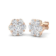 2.00 Ct Cluster Diamond Stud Earrings in 10K/14K gold and platinum with certified lab-grown or natural diamonds