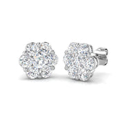 2.00 Ct Cluster Diamond Stud Earrings in 10K/14K gold and platinum with certified lab-grown or natural diamonds