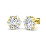 2.00 Ct Cluster Diamond Stud Earrings in 10K/14K gold and platinum with certified lab-grown or natural diamonds