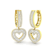 Elegant Tumvy 1.75ct Gold Drop & Trilogy Diamond Earrings in 10K/14K gold and platinum with certified lab-grown or natural diamonds