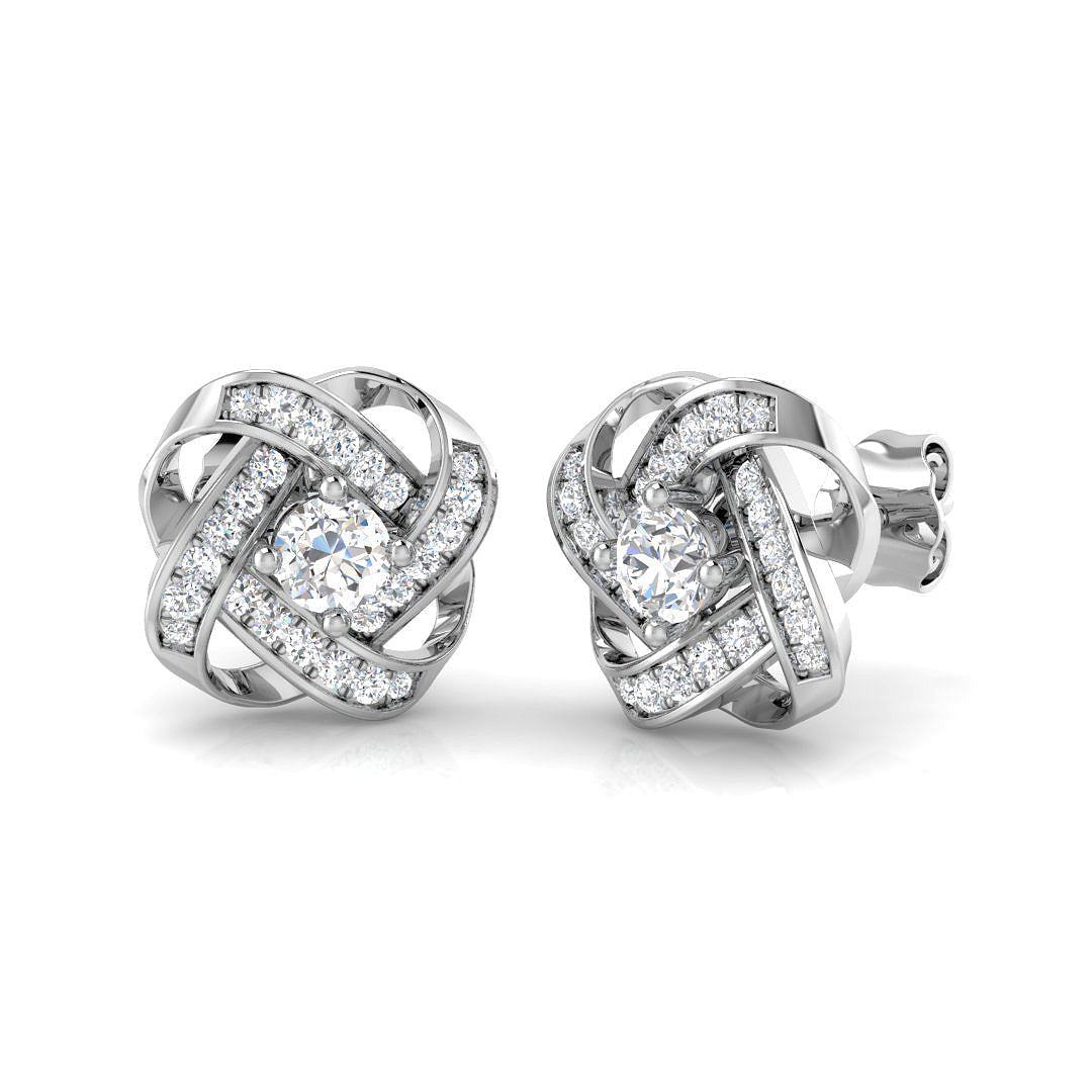Gorgeous 0.50Ct Diamond Love Knot Stud Earrings in in 10K/14K gold and platinum with certified lab-grown or natural diamonds