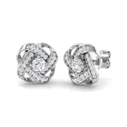 Gorgeous 0.50Ct Diamond Love Knot Stud Earrings in in 10K/14K gold and platinum with certified lab-grown or natural diamonds