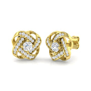 Gorgeous 0.50Ct Diamond Love Knot Stud Earrings in in 10K/14K gold and platinum with certified lab-grown or natural diamonds