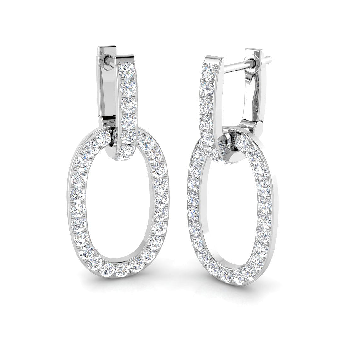 Eriby Gold Drop & Trilogy Diamond Earrings in 10K/14K gold and platinum with certified lab-grown or natural diamonds