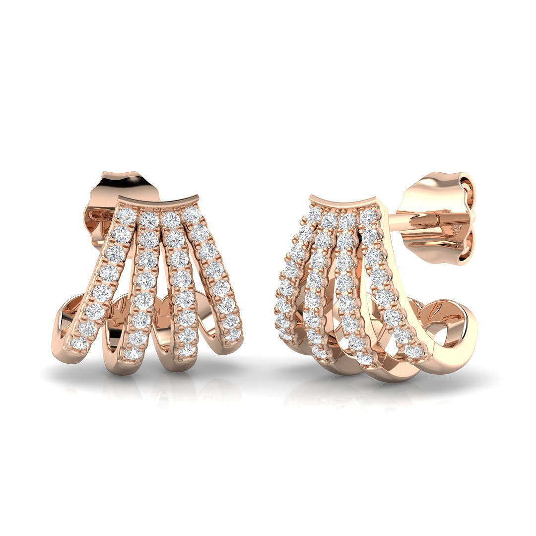 0.50 Ct Multi-Row Diamond Stud Earrings in in 10K/14K gold and platinum with certified lab-grown or natural diamonds