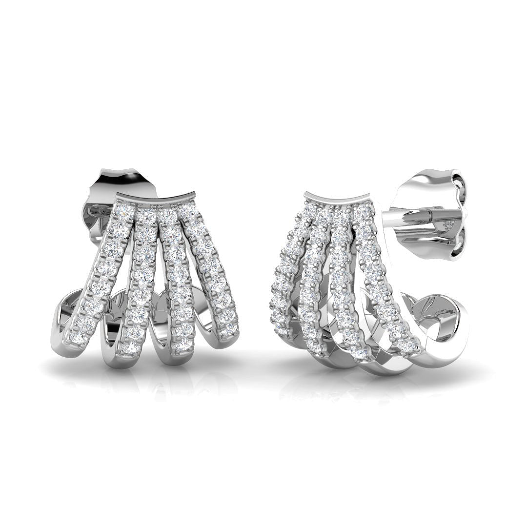 0.50 Ct Multi-Row Diamond Stud Earrings in in 10K/14K gold and platinum with certified lab-grown or natural diamonds