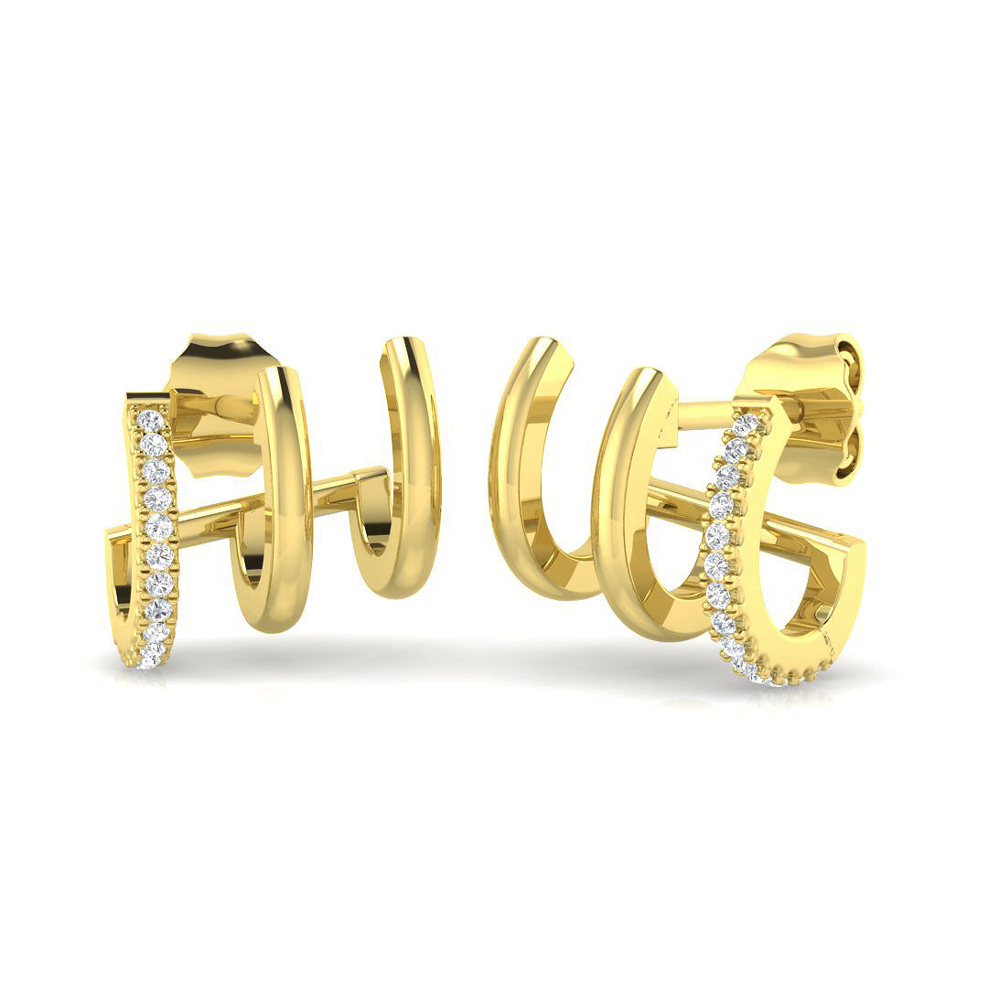 Gold Diamond Crawler Earrings - Elegant 0.05ct Luxury Jewelry in 10K/14K gold and platinum with certified lab-grown or natural diamonds