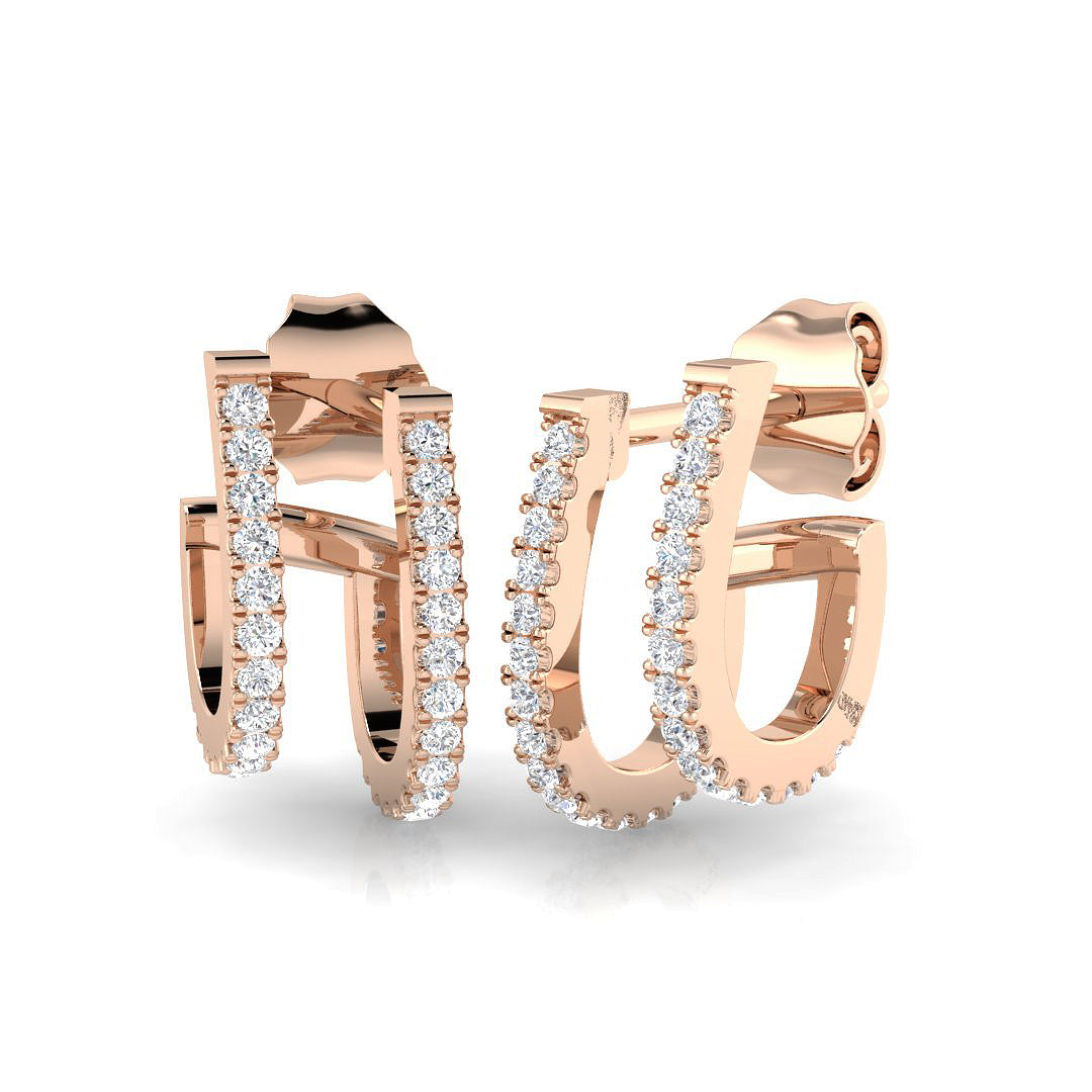 0.33 Ct Double Row Diamond Stud Earrings in 10K/14K gold and platinum with certified lab-grown or natural diamonds