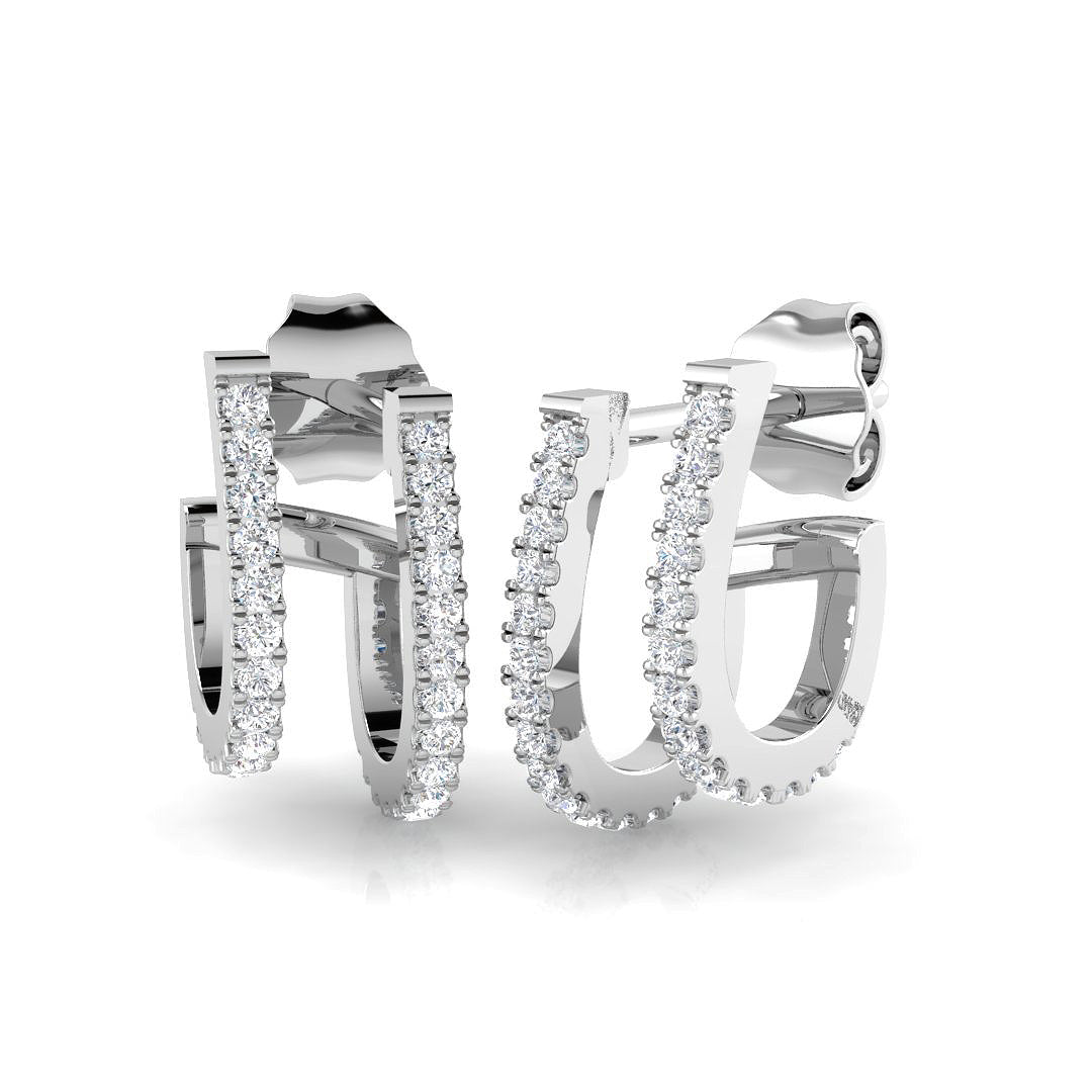 0.33 Ct Double Row Diamond Stud Earrings in 10K/14K gold and platinum with certified lab-grown or natural diamonds