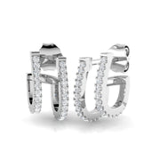 0.33 Ct Double Row Diamond Stud Earrings in 10K/14K gold and platinum with certified lab-grown or natural diamonds