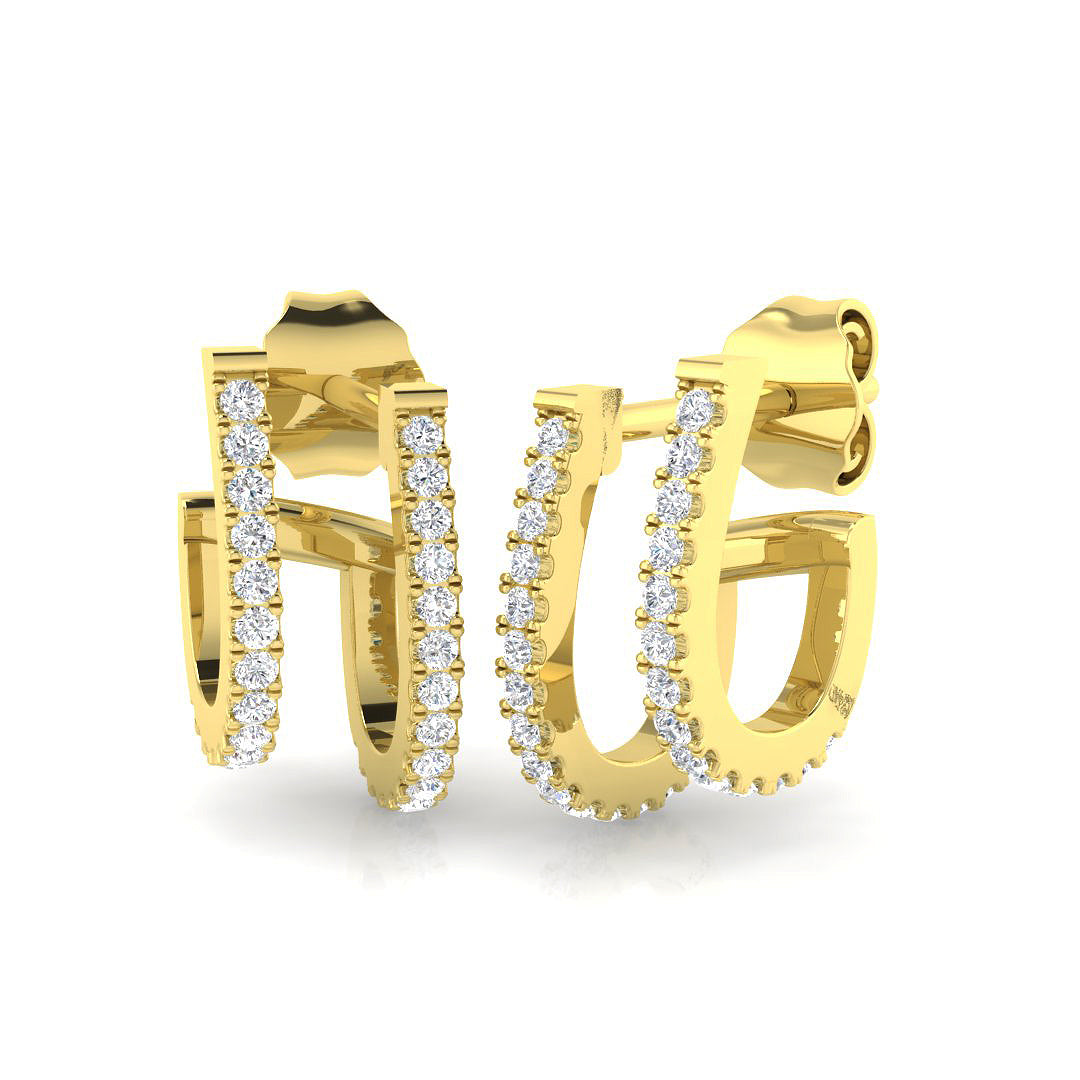 0.33 Ct Double Row Diamond Stud Earrings in 10K/14K gold and platinum with certified lab-grown or natural diamonds