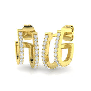 0.33 Ct Double Row Diamond Stud Earrings in 10K/14K gold and platinum with certified lab-grown or natural diamonds