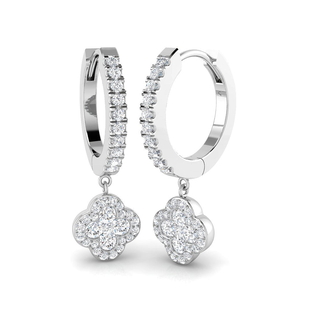 Dudly Gold Clover Diamond Earrings in 10K/14K gold and platinum with certified lab-grown or natural diamonds
