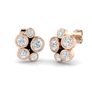 Breathtaking 1.75 Ct Round Diamond Bubble Cluster Earrings in 10K/14K gold and platinum with certified lab-grown or natural diamonds