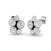Breathtaking 1.75 Ct Round Diamond Bubble Cluster Earrings in 10K/14K gold and platinum with certified lab-grown or natural diamonds