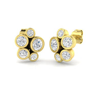 Breathtaking 1.75 Ct Round Diamond Bubble Cluster Earrings in 10K/14K gold and platinum with certified lab-grown or natural diamonds