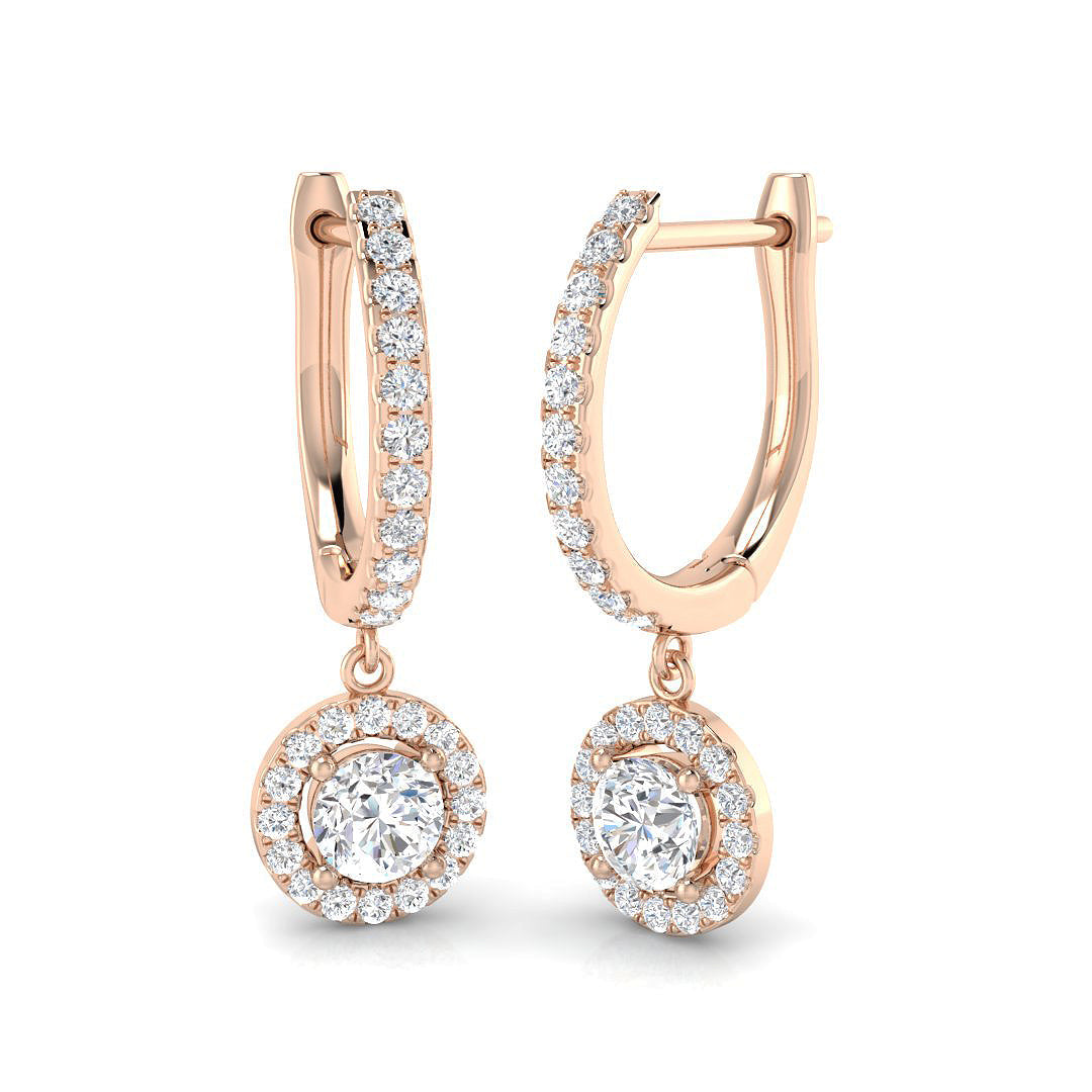 Trizz Gold Diamond Drop Trilogy Earrings - Elegant Luxury Jewelry in 10K/14K gold and platinum with certified lab-grown or natural diamonds