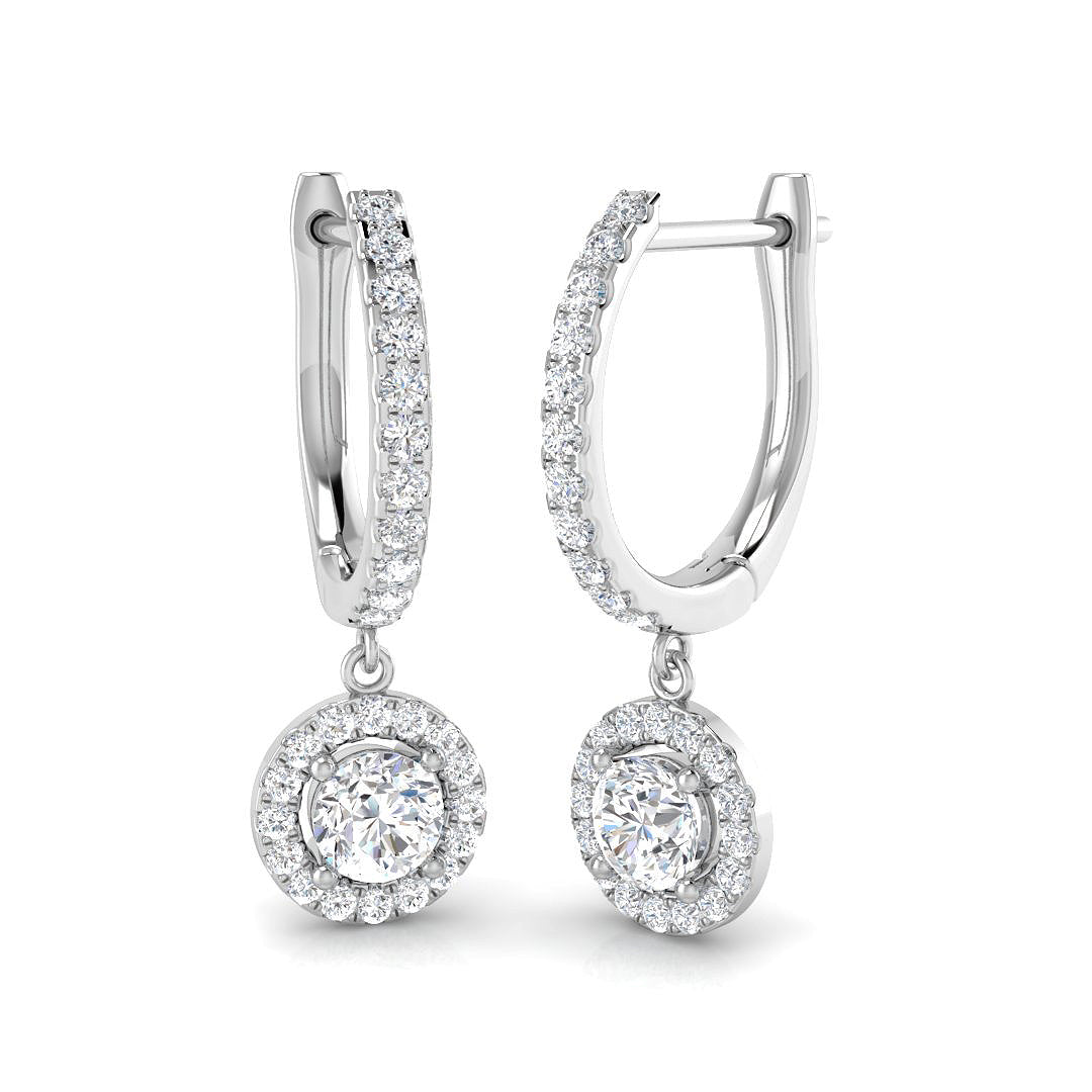 Trizz Gold Diamond Drop Trilogy Earrings - Elegant Luxury Jewelry in 10K/14K gold and platinum with certified lab-grown or natural diamonds