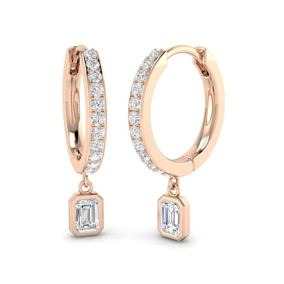 Edwyn Gold Drop & Trilogy Diamond Earrings - Elegant 0.5ct Luxury in 10K/14K gold and platinum with certified lab-grown or natural diamonds
