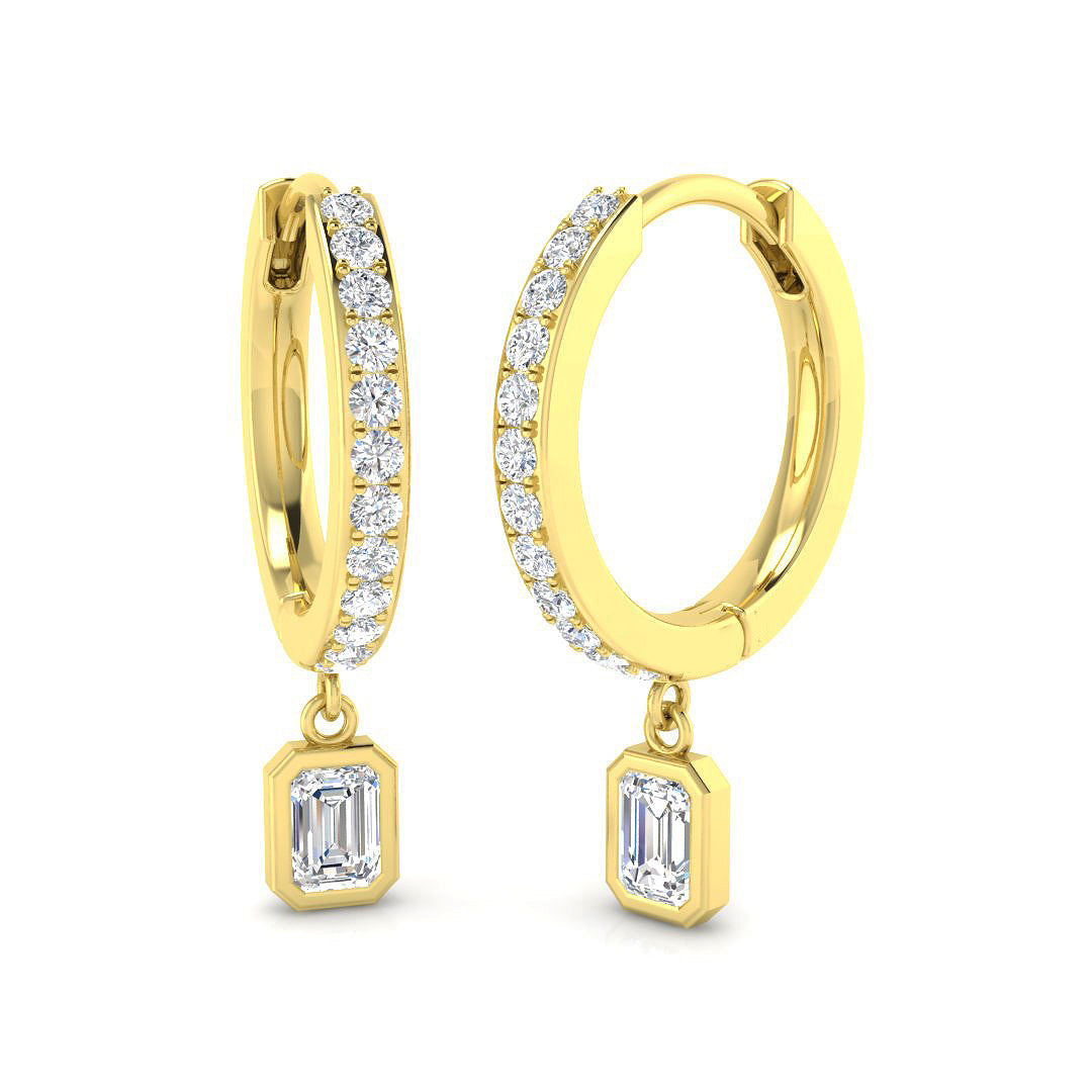 Edwyn Gold Drop & Trilogy Diamond Earrings - Elegant 0.5ct Luxury in 10K/14K gold and platinum with certified lab-grown or natural diamonds