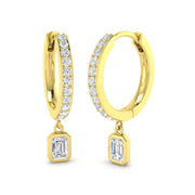 Edwyn Gold Drop & Trilogy Diamond Earrings - Elegant 0.5ct Luxury in 10K/14K gold and platinum with certified lab-grown or natural diamonds