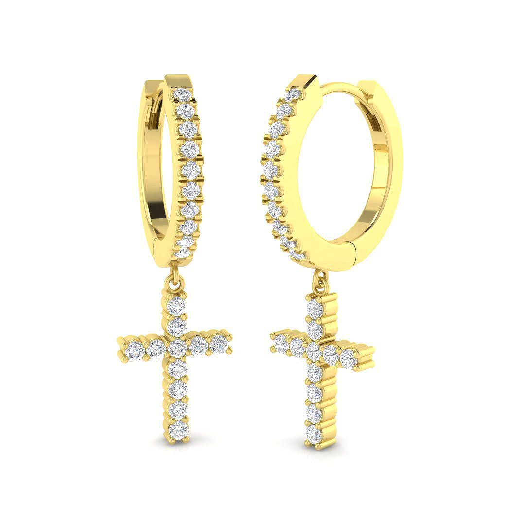 Eltyn 0.33ct Gold Drop & Trilogy Diamond Earrings for Elegant Style in 10K/14K gold and platinum with certified lab-grown or natural diamonds