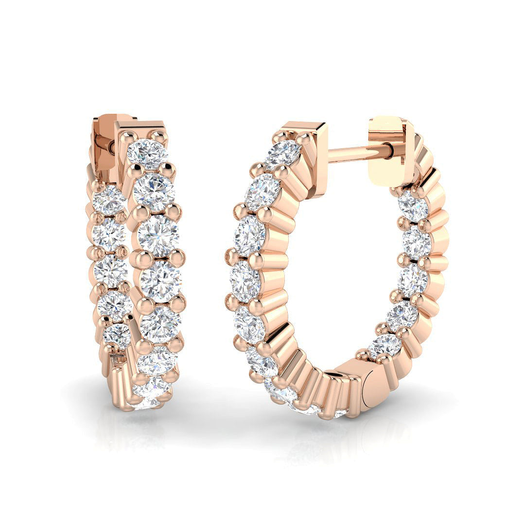 Lab Grown Diamond Hoop Earrings in 10K/14K gold and platinum with certified lab-grown or natural diamonds